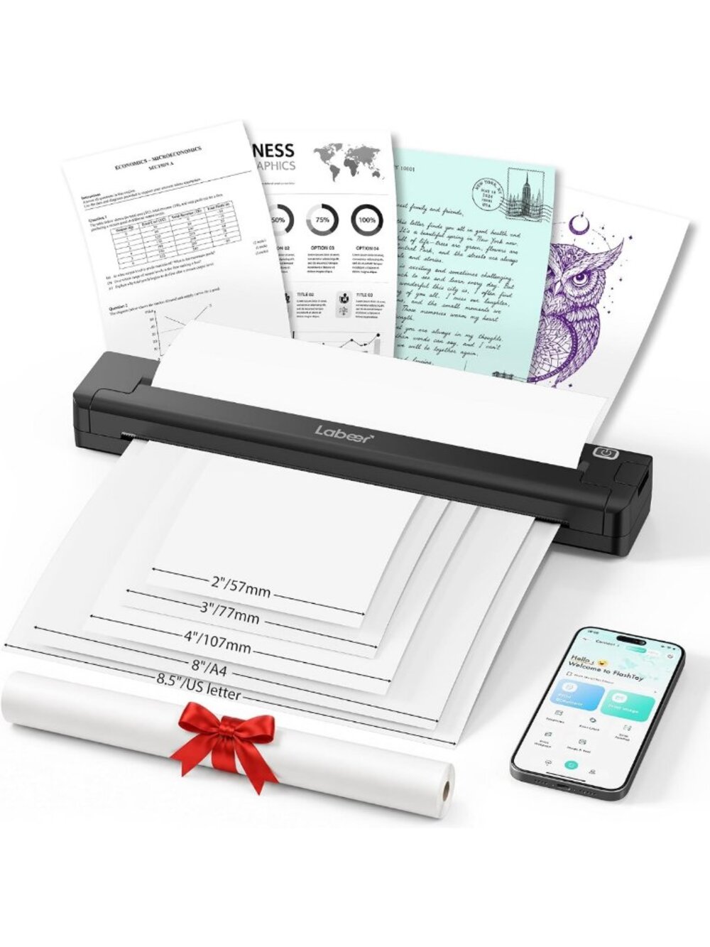 Wireless Bluetooth Portable Thermal Printer - Inkless, Compact & Easy to Use